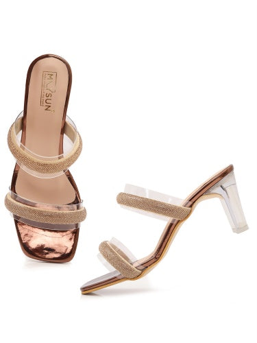 Maysun Stone Embellished Glass Heels
