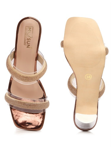 Maysun Stone Embellished Glass Heels