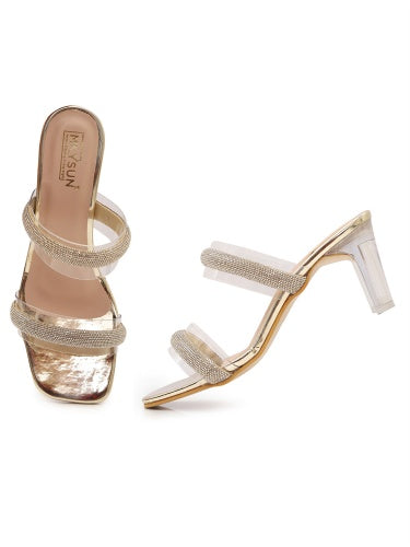Maysun Stone Embellished Glass Heels