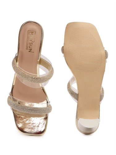 Maysun Stone Embellished Glass Heels