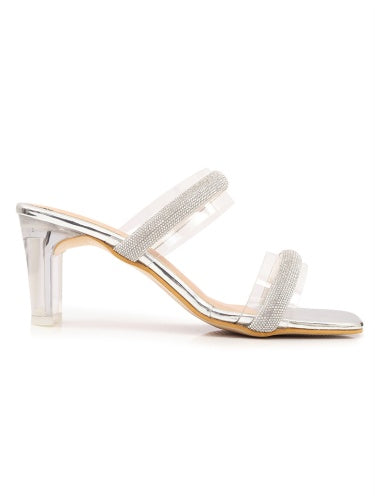 Maysun Stone Embellished Glass Heels