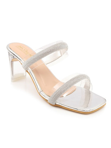 Maysun Stone Embellished Glass Heels