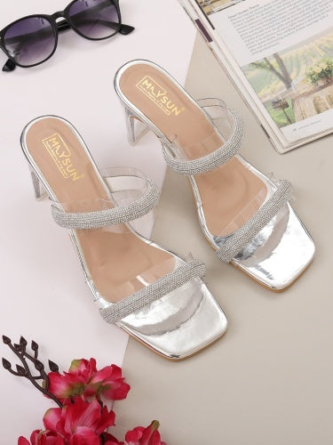 Maysun Embellished Open Toe Block Heels - Maysun Footwear