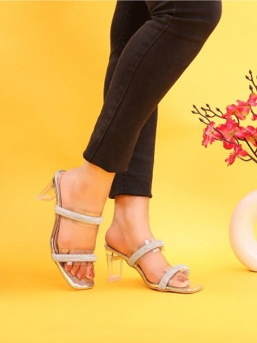 Maysun Embellished Open Toe Block Heels - Maysun Footwear