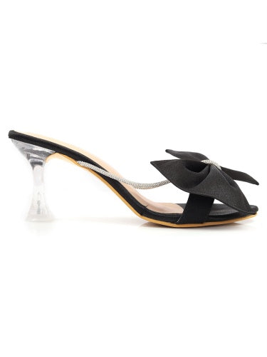 Open Toe Slim Heels with Bows