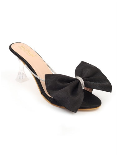 Open Toe Slim Heels with Bows