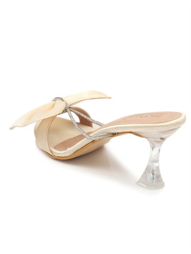 Open Toe Slim Heels with Bows