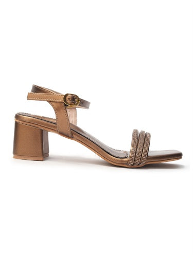 Maysun Women Silver-Stoned Straps Block Heels - Maysun Footwear