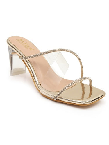Swarovski Stones Embellished Glass Heels - Maysun Footwear