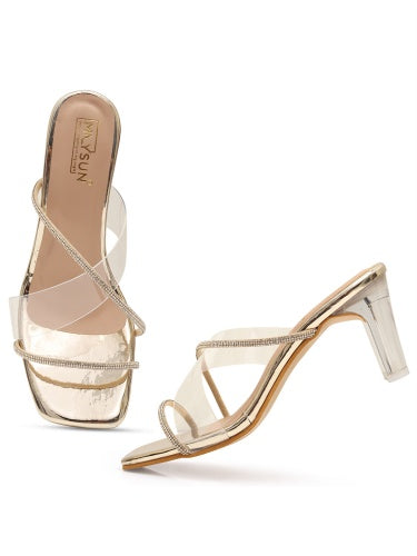 Swarovski Stones Embellished Glass Heels - Maysun Footwear