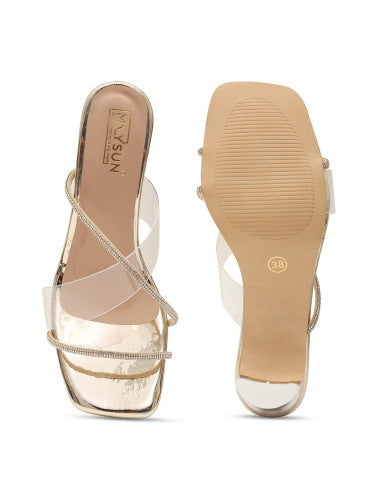 Swarovski Stones Embellished Glass Heels - Maysun Footwear