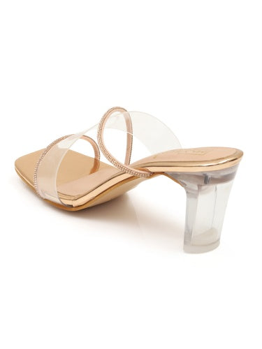 Swarovski Stones Embellished Glass Heels - Maysun Footwear