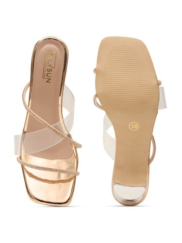 Swarovski Stones Embellished Glass Heels - Maysun Footwear