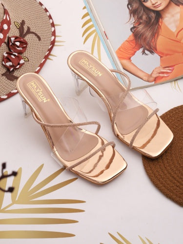 Swarovski Stones Embellished Glass Heels - Maysun Footwear